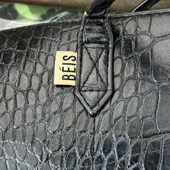 Be’is Black Croc Embossed Ultimate Work tote Travel Trolley Sleeve - Picture 10 of 13